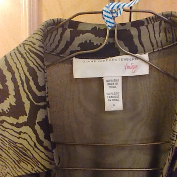 Diane Von Furstenberg Zebra Print Midi Dress - Black and Green EUC - Picture 3 of 5